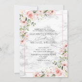 Elegante Blush Greenery Dusty Pink Floral Wedding Einladung (Vorderseite)