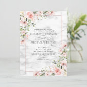 Elegante Blush Greenery Dusty Pink Floral Wedding Einladung (Stehend Vorderseite)