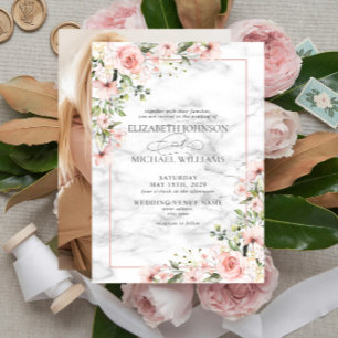 Elegante Blush Greenery Dusty Pink Floral Wedding Einladung