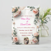 Elegante Blush & Greenery Einladung zur Hochzeit (Stehend Vorderseite)