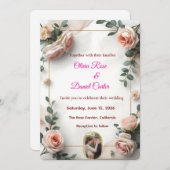 Elegante Blush & Greenery Einladung zur Hochzeit (Vorne/Hinten)