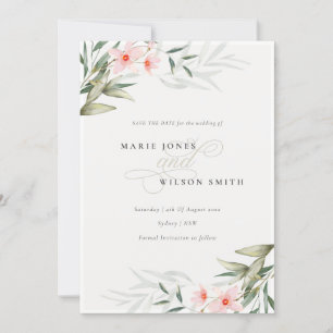 Elegante Blush Greenery Save the Date-Karte Dankeskarte