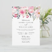 Elegante Blush & Greenery Wasserfarbenhochzeit Einladung (Stehend Vorderseite)