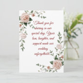 Elegante Blush & Greenery Wedding Dankeschön Card Dankeskarte (Stehend Vorderseite)