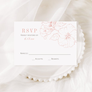 Elegante Blush-Hibiskus- und Graue Hochzeit RSVP Karte