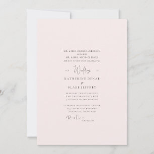 Elegante Blush Hochzeits-Einladung Einladung