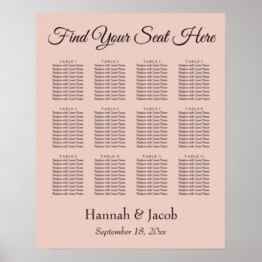 Elegante Blush-Hochzeitsstiftung Poster (Vorne)