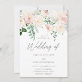 Elegante Blush & Ivory White Floral Wedding Einladung (Vorderseite)