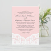 Elegante Blush Lace Wedding Einladung (Stehend Vorderseite)