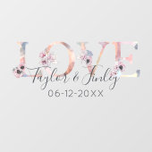 Elegante Blush Liebe Personalisiert Hochzeit Fensteraufkleber (Blatt)