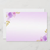 Elegante Blush Lila Blüte Quinceñera Einladung (Rückseite)