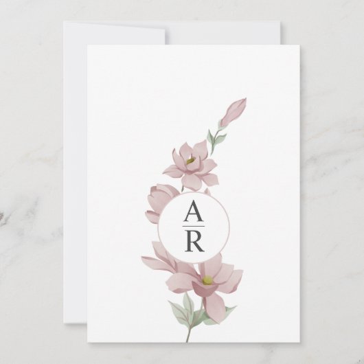 Elegante Blush Magnolia Hochzeit Einladung (Vorderseite)