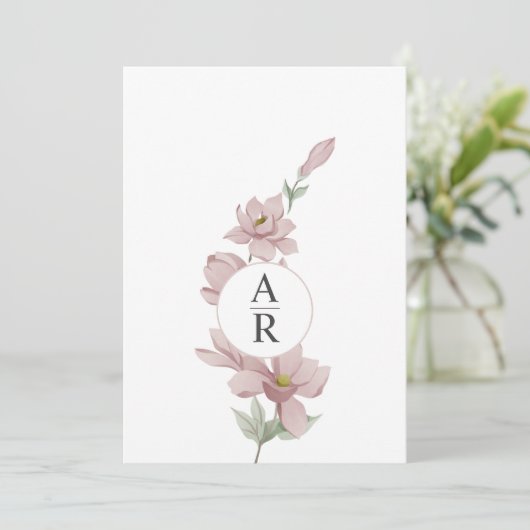 Elegante Blush Magnolia Hochzeit Einladung (Stehend Vorderseite)