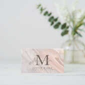 Elegante Blush-Marmor-Monogramm-QR-Code Visitenkarte (Stehend Vorderseite)