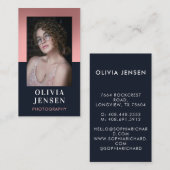 Elegante Blush & Navy Berufliche Fotografie Visitenkarte (Vorne/Hinten)