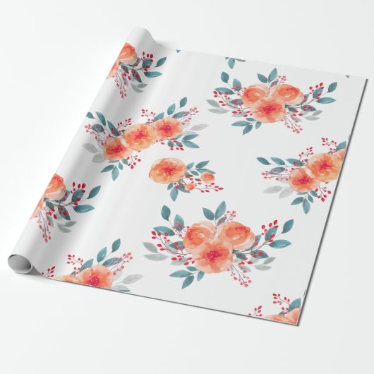 Elegante Blush Orange Wasserfarben Geschenkpapier (Ungerollt)