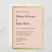Elegante Blush Peach and Imitate Gold Wedding Einladung (Vorderseite)