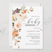 Elegante Blush Peach Floral Baby Dusche Einladung (Vorderseite)