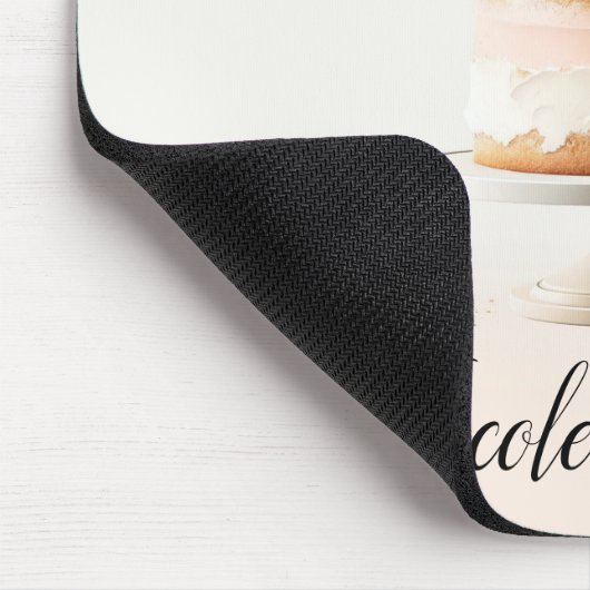 Elegante Blush Peach Floral Cake Küche Bäckerei Mousepad (Ecke)
