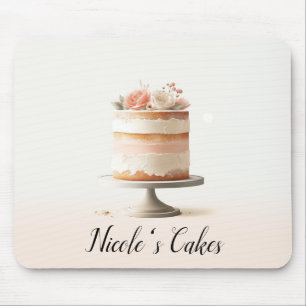Elegante Blush Peach Floral Cake Küche Bäckerei Mousepad