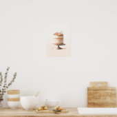 Elegante Blush Peach Floral Cake Küche Bäckerei Poster (Küche)