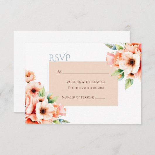 Elegante Blush Peach Floral UAWG Response Card RSVP Karte (Vorne/Hinten)