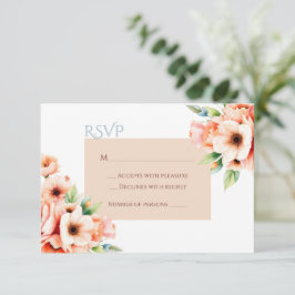 Elegante Blush Peach Floral UAWG Response Card RSVP Karte