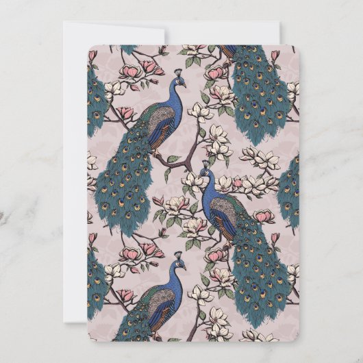 Elegante Blush Peacock Wedding Save The Date (Rückseite)