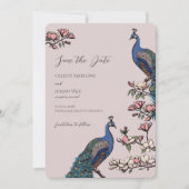 Elegante Blush Peacock Wedding Save The Date (Vorderseite)