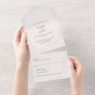 elegante Blush-Pfingstrosen-Blumen-Hochzeitseinlad All In One Einladung