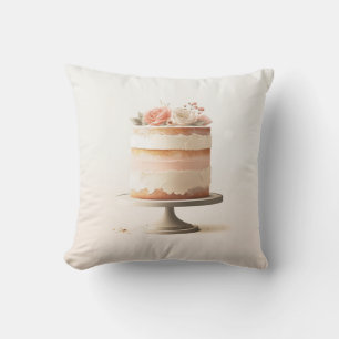 Elegante Blush-Pfirsich-Blumen-Torte Küche Bäckere Kissen