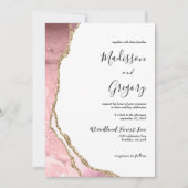 Elegante Blush Pink Agate Geode Gold Wedding Einladung (Vorderseite)