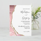 Elegante Blush Pink Agate Geode Gold Wedding Einladung (Stehend Vorderseite)