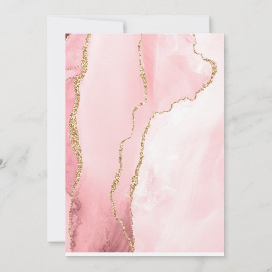 Elegante Blush Pink Agate Geode Gold Wedding Einladung (Rückseite)