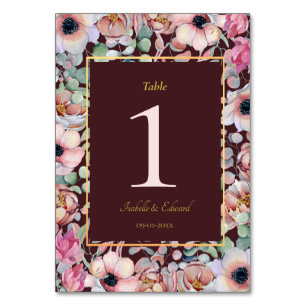 Elegante Blush-Pink-Anemone-Blumen geometrische Ra Tischnummer