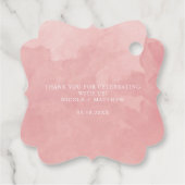 Elegante Blush Pink-Aquarellfarben-Monogramm-Hochz Geschenkanhänger (Rückseite)