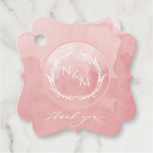 Elegante Blush Pink-Aquarellfarben-Monogramm-Hochz Geschenkanhänger (Vorderseite)