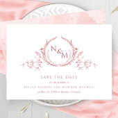 Elegante Blush Pink-Aquarellfarben-Monogramm-Hochz Save The Date
