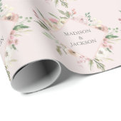 Elegante Blush Pink Bläschen-Peony Monogram Hochze Geschenkpapier (Rolleneckpunkt)