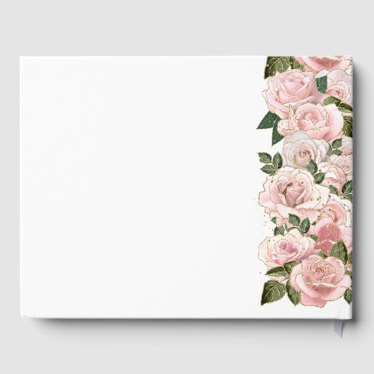 Elegante Blush Pink Bläserige Hochzeiten Gästebuch (Rückseite)