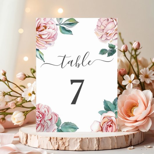 Elegante Blush Pink Bläserige Hochzeiten Tischnummer