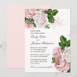 Elegante Blush Pink Bläserne Hochzeit Einladung