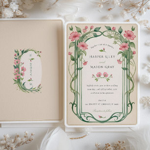 Elegante Blush Pink Bläserne Hochzeit Einladung