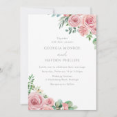 Elegante Blush Pink Bläserne Hochzeit Einladung (Vorderseite)