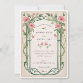 Elegante Blush Pink Bläserne Hochzeit Einladung (Vorderseite)