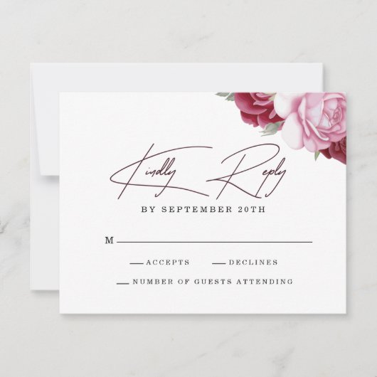 Elegante Blush Pink Bläserne Hochzeit RSVP Karte (Vorderseite)