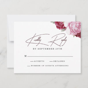 Elegante Blush Pink Bläserne Hochzeit RSVP Karte