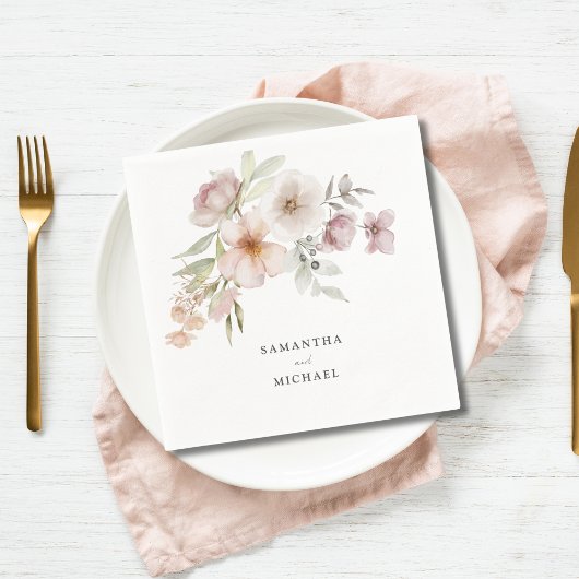 Elegante Blush Pink Bläserne Hochzeit Serviette