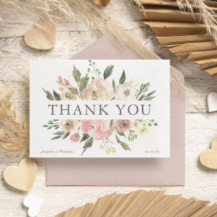 Elegante Blush Pink Bläserner Frühling Hochzeit Dankeskarte