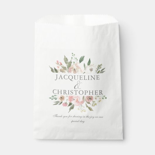 Elegante Blush Pink Bläserner Frühling Hochzeit Geschenktütchen (Vorderseite)